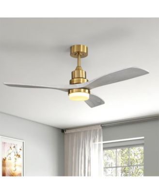 52-inch Modern Minimalist Golden 3 Blades Ceiling Fan with 3 color Dimmable and Memory Function Light and Remote control