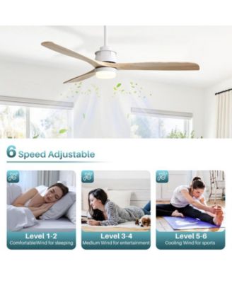 60-inch Modern Minimalist Style White 3-Blade Ceiling Fan with Led Light, Remote Control and Timing Function