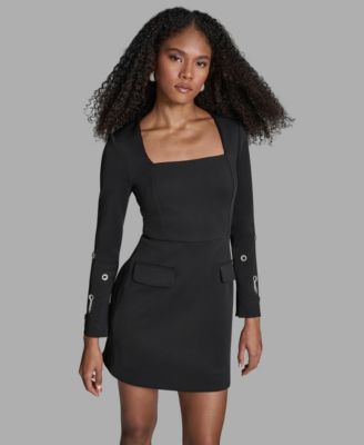 Women's Grommet Long Sleeve Mini Dress