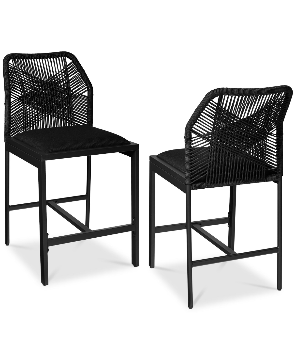 Best Choice Products Set of 2 Indoor Outdoor Counter Height Barstools w/ All-Weather Rope & Aluminum