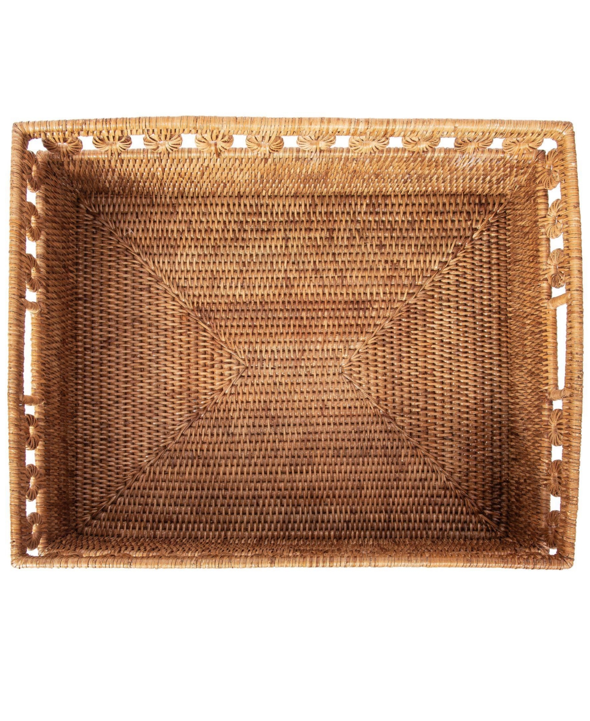 Artifacts Rattan Inna Design Rectangle Basket with Cutout Handles