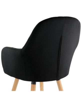 2 Piece Fabric Tufted Chair in Black with Wooden Legs