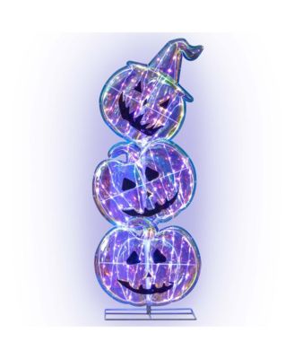 3.4 FT Halloween Stacked Pumpkins 150 LED Lighted Pumpkin Decoration