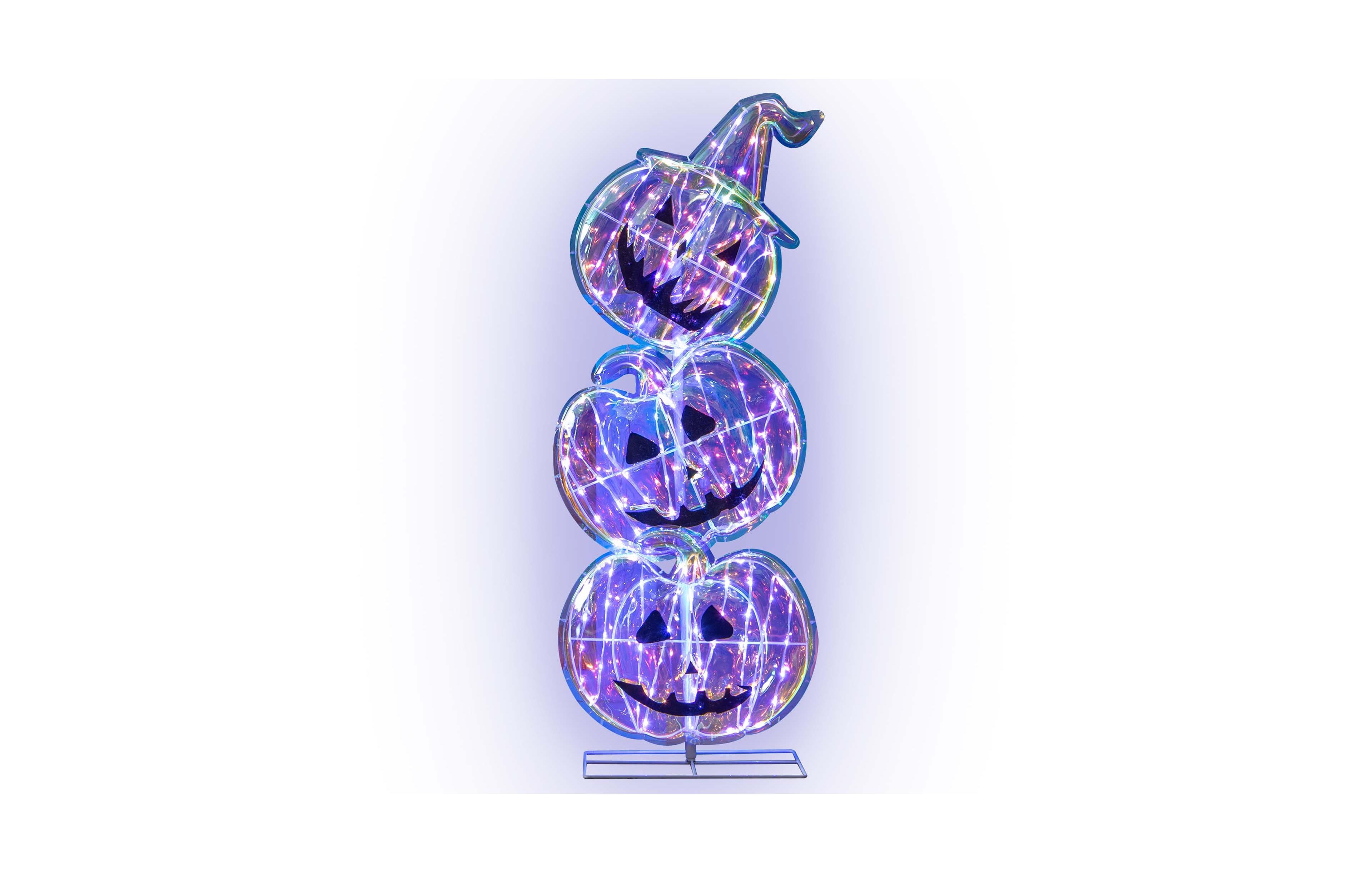 3.4 Ft Halloween Stacked Pumpkins 150 Led Lighted Pumpkin Decoration
