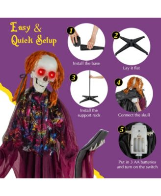 Halloween Animatronic Standing Girl Holding Book 6 FT Haunted House Decoration