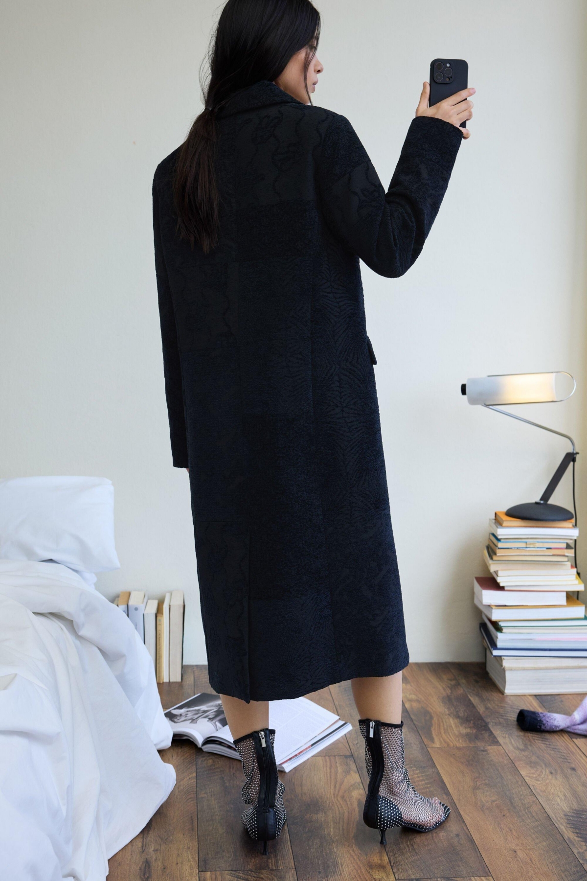 Desigual Women's Black textured coat