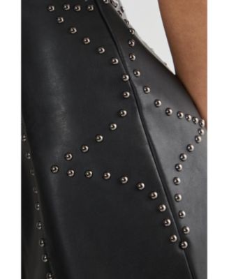 Women's Faux Leather Studded Mini Dress