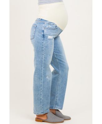 Light High Rise Ankle Boyfriend Distressed Maternity Jeans
