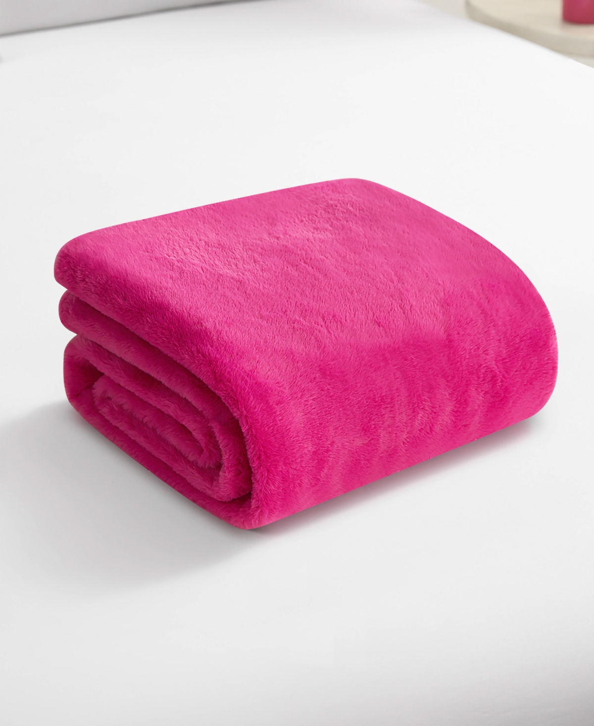 Juicy Couture Rabbit Mink Faux Fur Throw Blanket, 50" X 70" In Pink