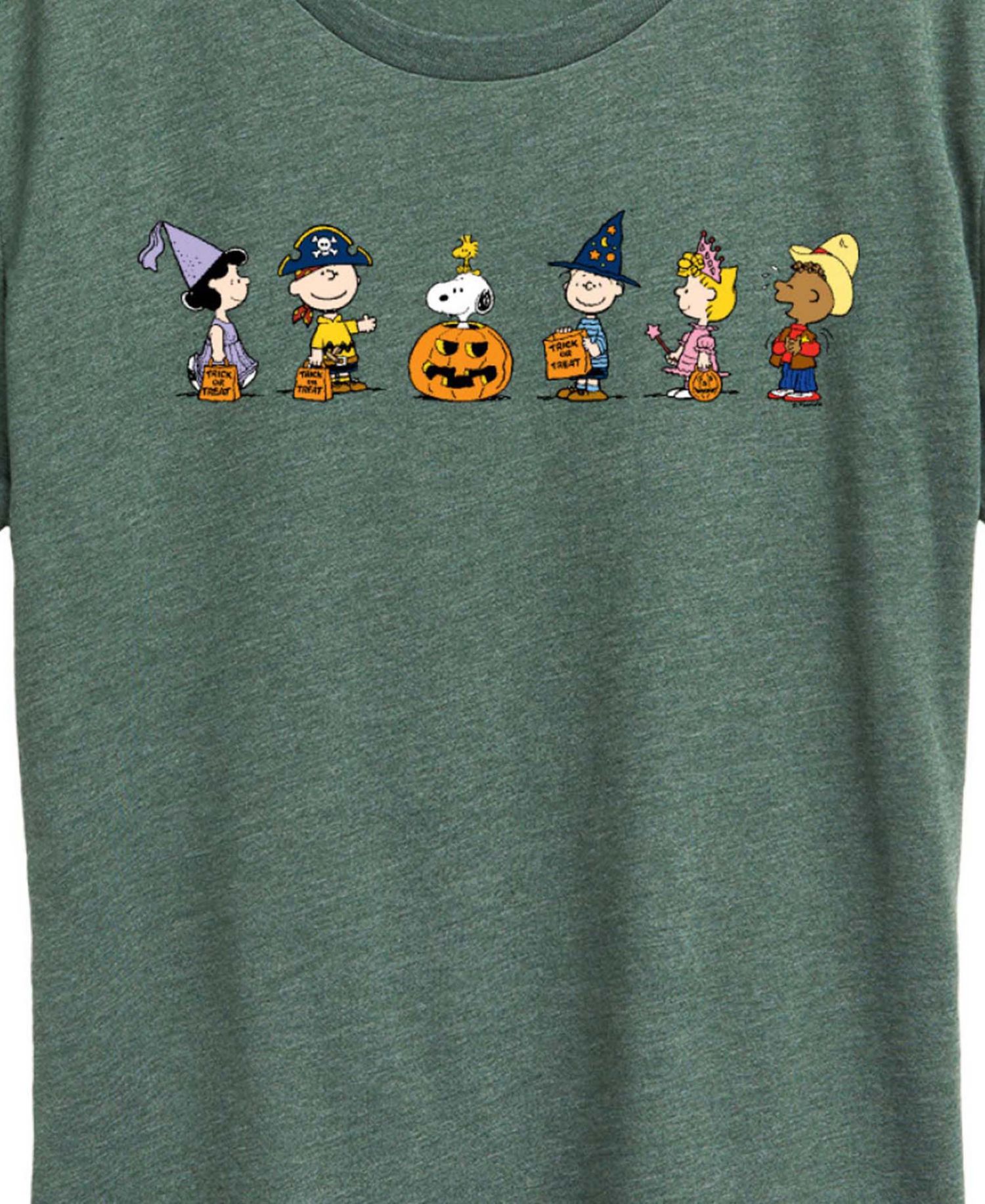 Peanuts Gang Halloween Trick or Treat Women's Short Sleeve Graphic T-shirts