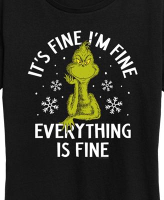 Grinch Christmas Everything is Fine Women's Short Sleeve Graphic T-shirts