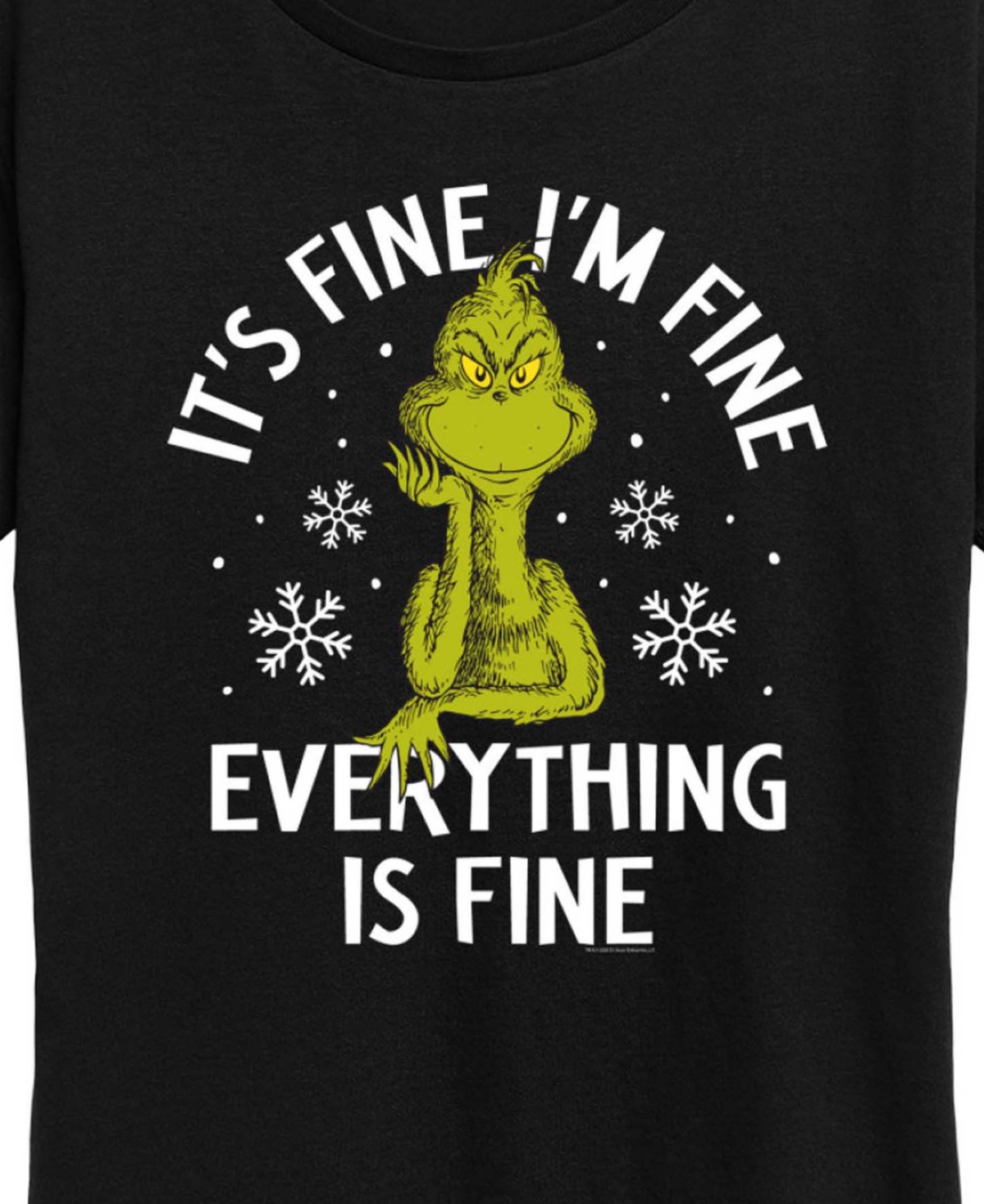 Grinch Christmas Everything is Fine Women's Short Sleeve Graphic T-shirts