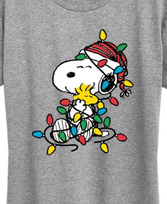 Snoopy ans Woodstock Christmas Lights Women's Short Sleeve Graphic T-shirts