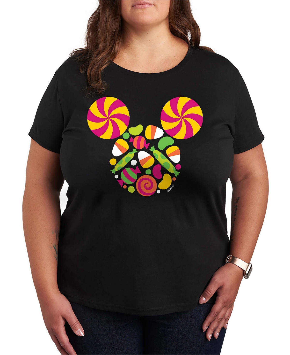 Disney Halloween Mickey Mouse Candy Women's Short Sleeve Graphic T-shirts