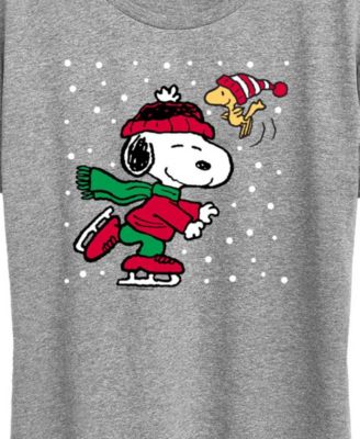 Christmas Snoopy Woodstock Ice Skate Women's Short Sleeve Graphic T-shirts