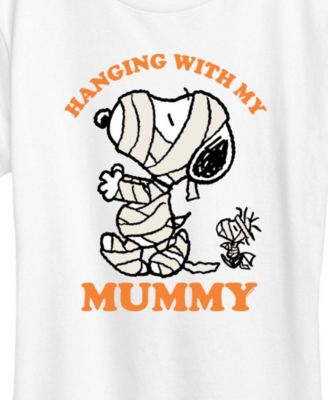 Halloween Woodstock and Snoopy Mummy Women's Short Sleeve Graphic T-shirts