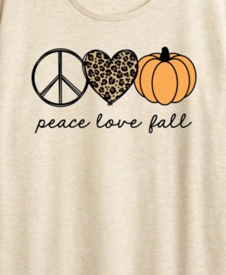 Peace Love Plus Size Pumpkin Women's Short Sleeve Graphic T-shirts