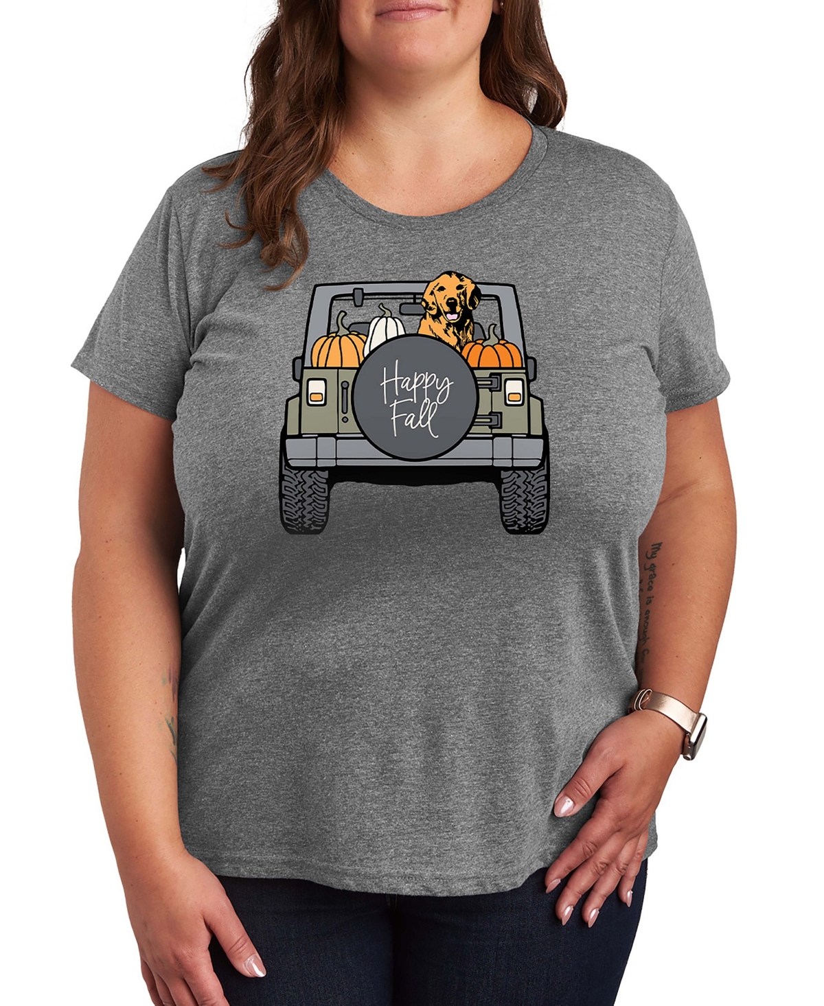 Hybrid Apparel Plus SizeDog Pumpkin Truck Women's Short Sleeve Graphic T-shirts
