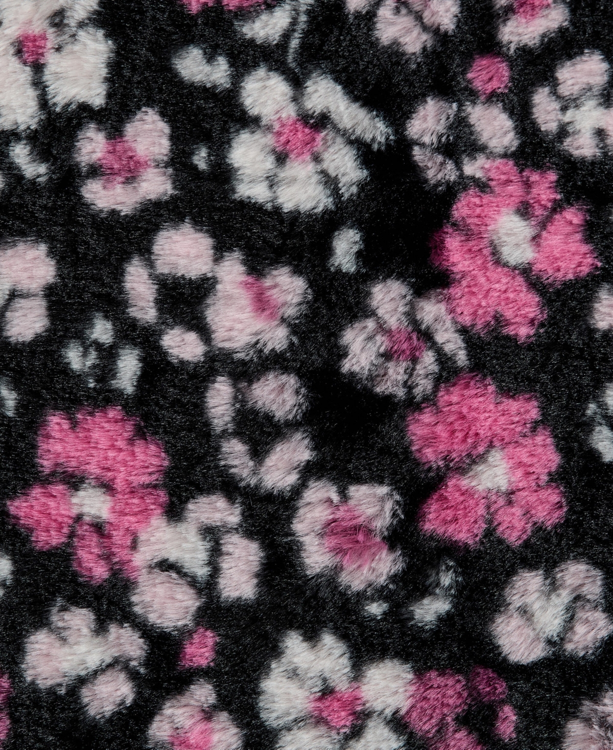 Betsey Johnson Printed Faux Rabbit Fur Blanket, 70" X 50" In Black