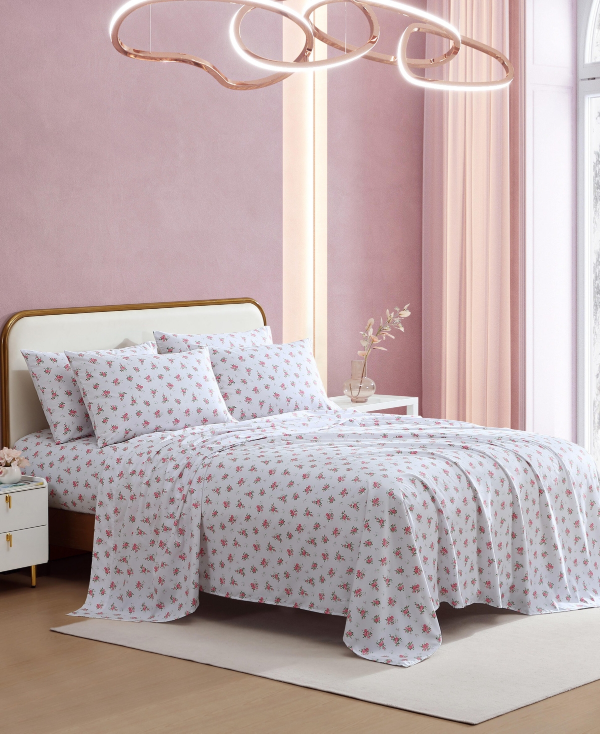 Betsey Johnson Printed Brushed Microfiber 6-pc. Sheet Set, Full In White