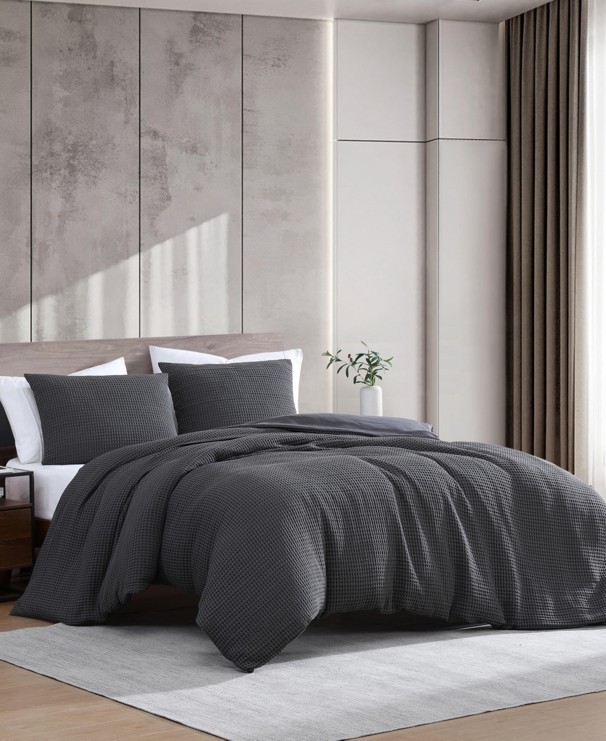 Kenneth Cole New York Solid Waffle 3-pc. Duvet Cover Set, Full/queen In Gray