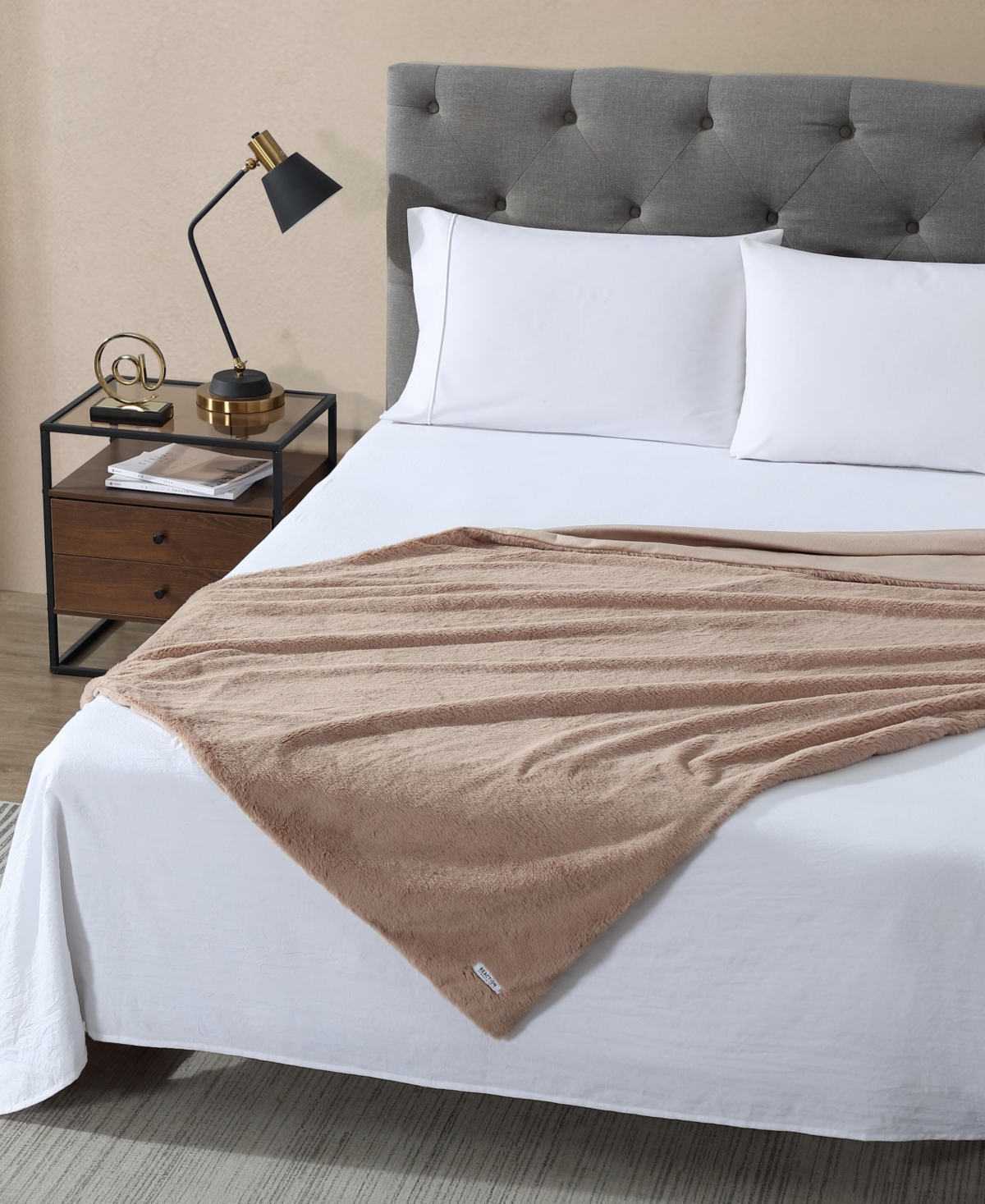 Kenneth Cole New York Solid Faux Fur Throw Blanket, 70" X 50" In Brown