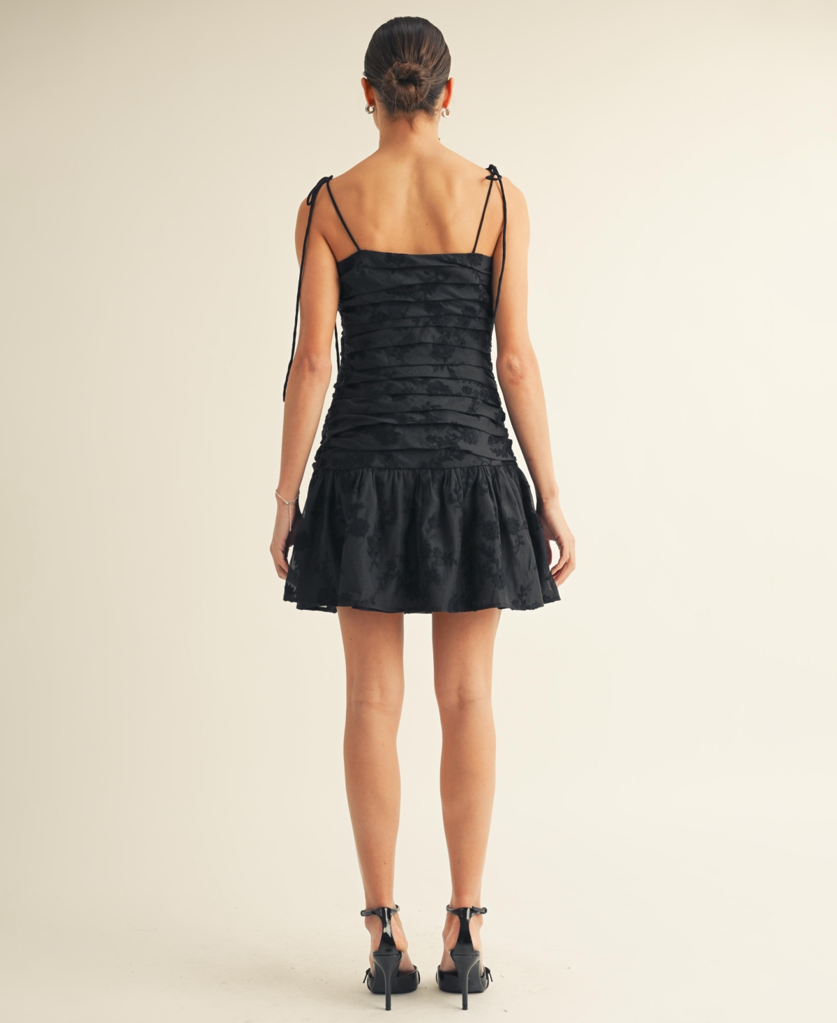 Arose Studio, Inc Women's Kienna Ruched Bodice Bubble Mini Dress In Black