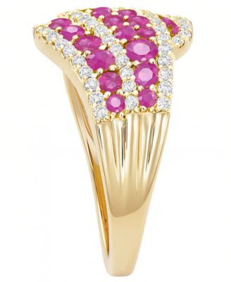 Emerald (1 ct. t.w.) and Diamond (1/2 ct. t.w.) Ring in 14k Gold (also in 14k White Gold Sapphire & 14k Gold Ruby)