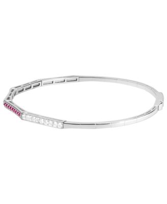 Lab-Grown Ruby (1/2 ct. t.w.) and Lab-Grown White Sapphire (1/3 ct. t.w.) Bangle in Sterling Silver