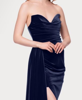 Juniors' Strapless Velvet Dress
