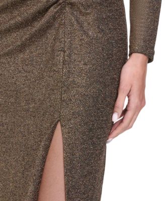 Women's Metallic Ruched Sheath Dress