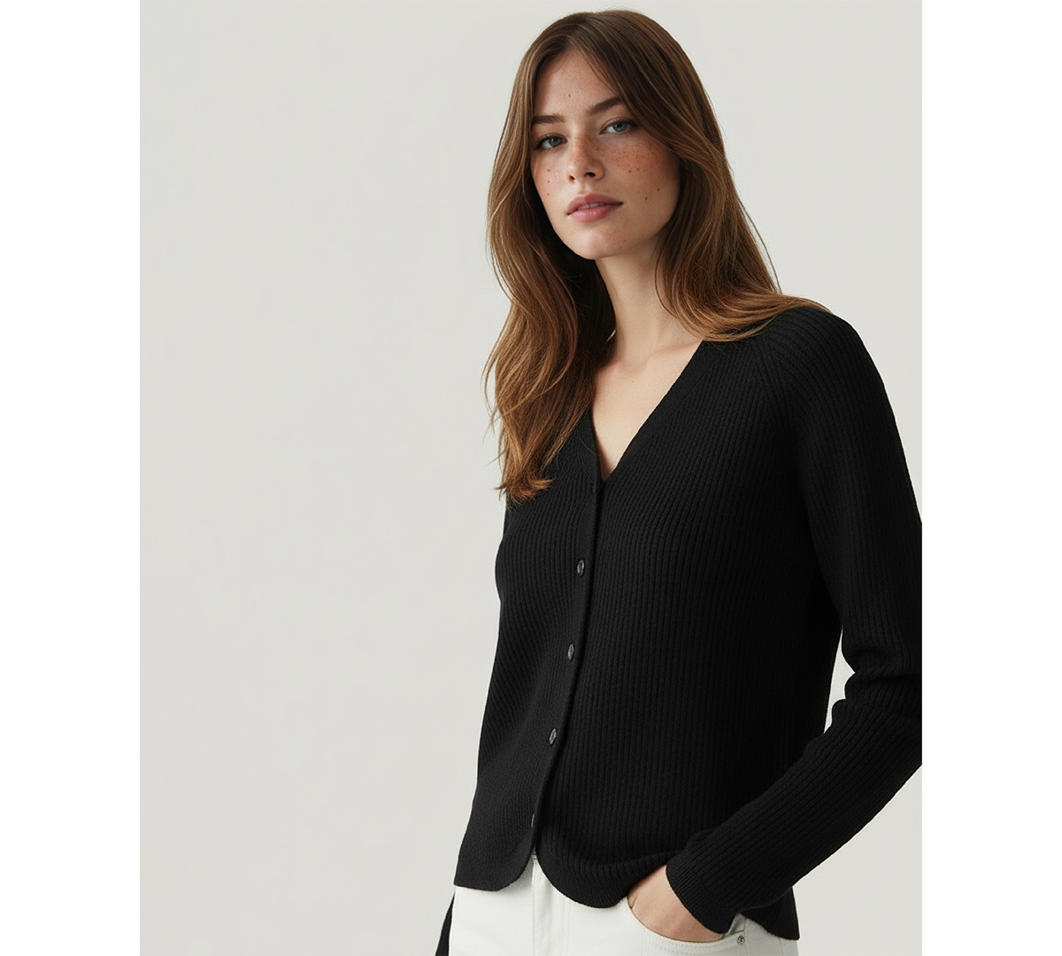 Naadam Women's Tulip Hem Button Cardigan Sweater