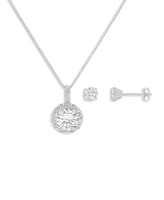 2-Piece Cubic Zirconia Pendant Necklace and Stud Earrings, Macy's Exclusive