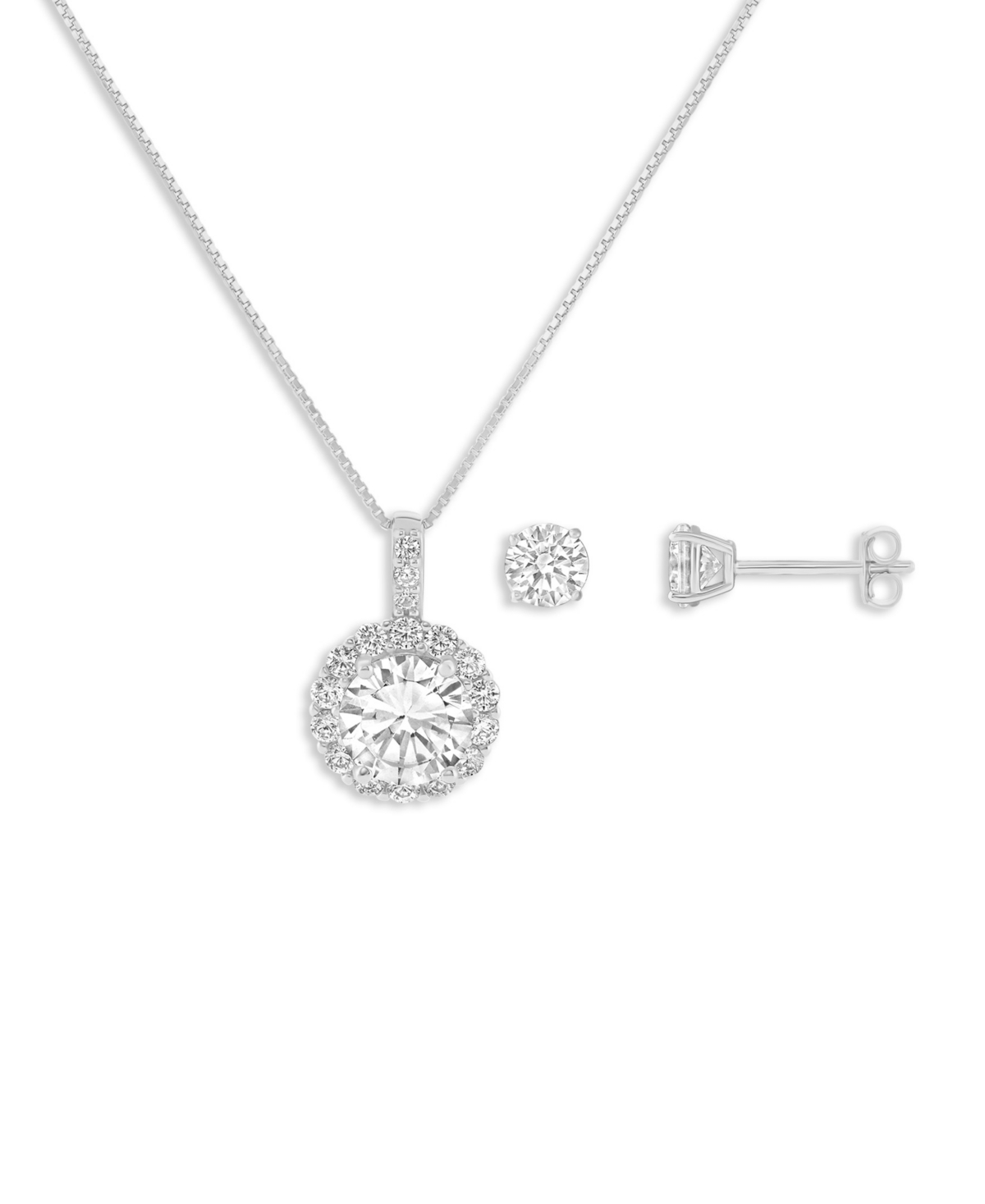 Holiday Lane 2-Piece Cubic Zirconia Pendant Necklace and Stud Earrings, Macy's Exclusive