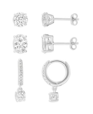 3-Pc. Cubic Zirconia Sterling Silver Earrings Set, Macy's Exclusive