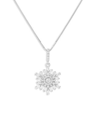 Holiday Lane - Cubic Zirconia Snowflake Pendant Necklace in Sterling Silver
