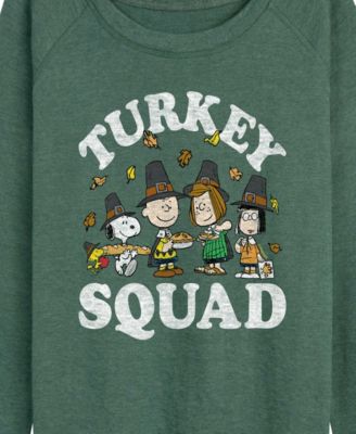 Plus Size Peanuts Gang Thanks Giving Turkey Squad French Terry Long Sleeve T-Shirt