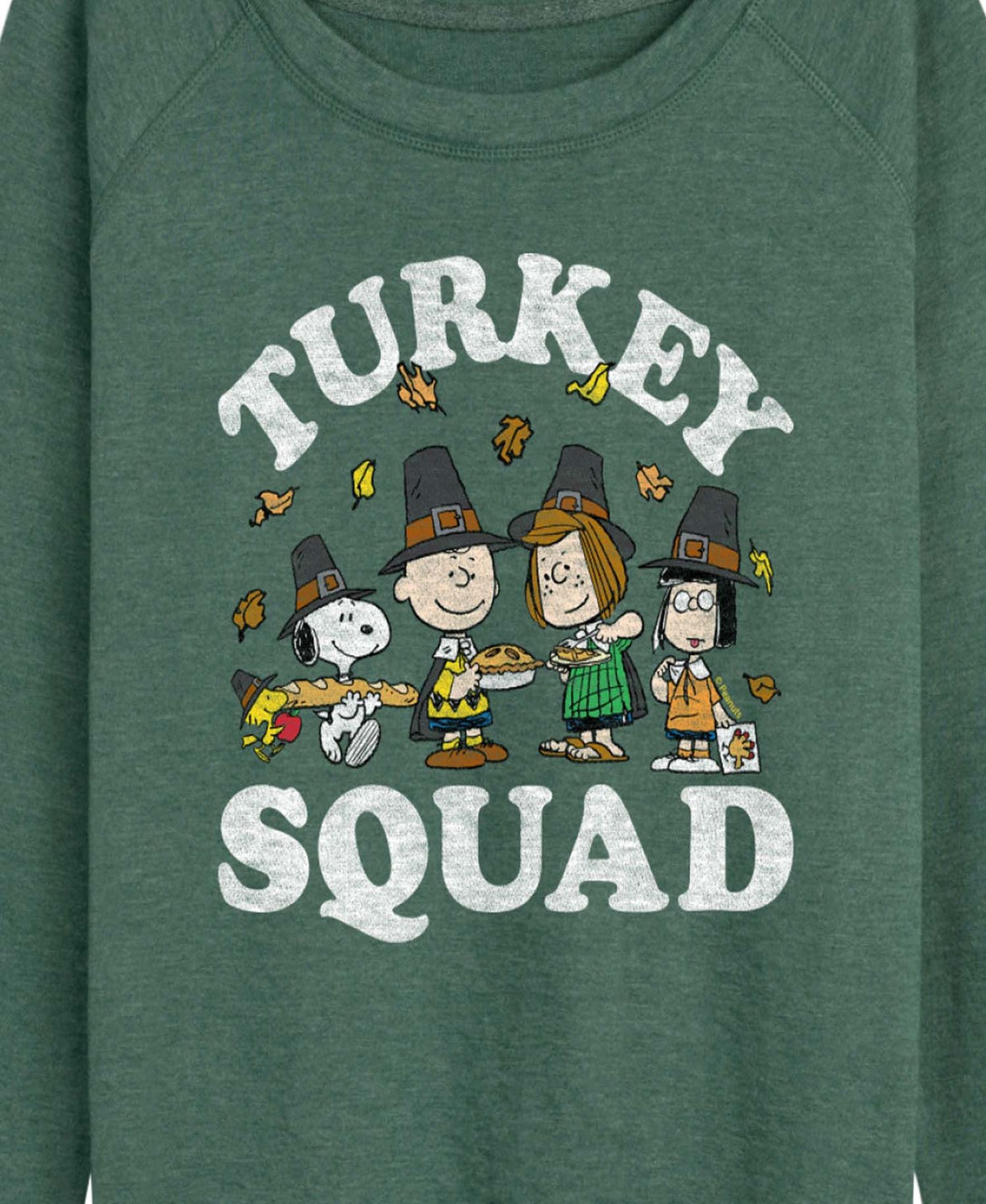 Plus Size Peanuts Gang Thanks Giving Turkey Squad French Terry Long Sleeve T-Shirt