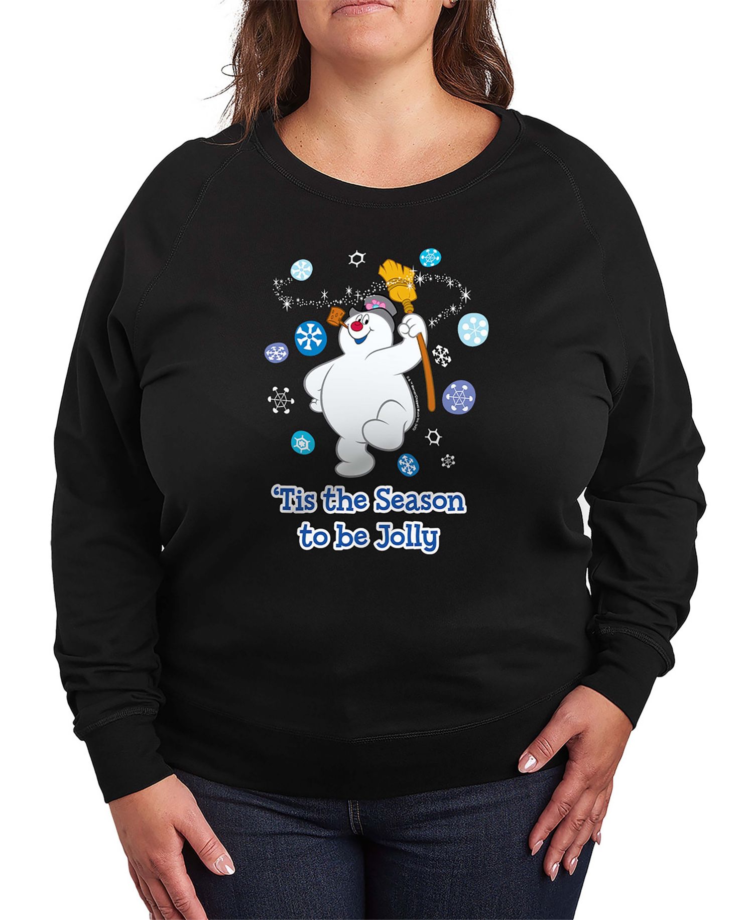 Plus Size Frosty the Snowman Jolly French Terry Long Sleeve T-Shirt