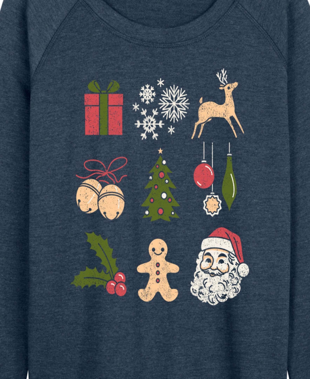 Hybrid Apparel Christmas Icons Women's French Terry Long Sleeve Shirt In Blue