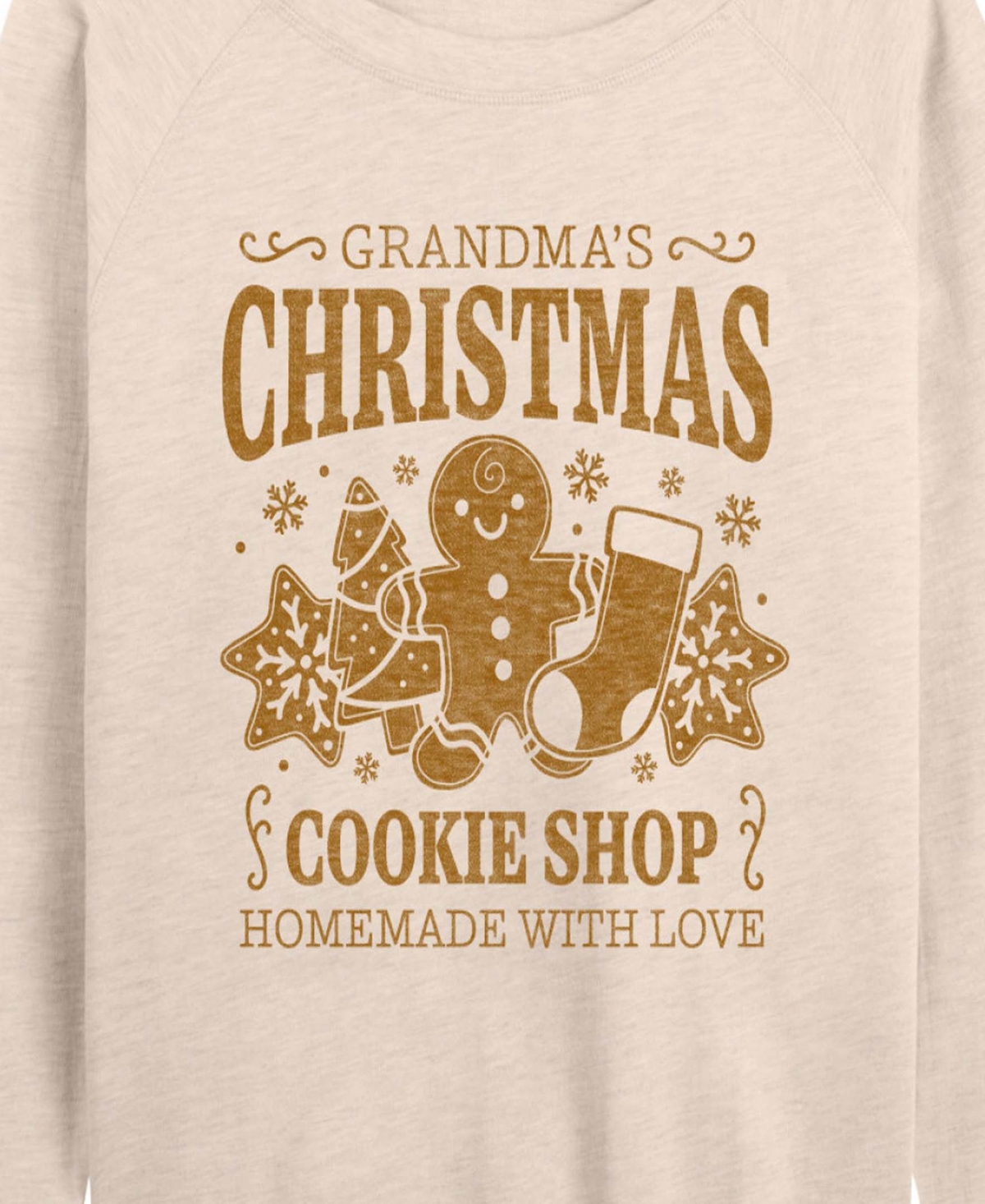 Hybrid Apparel Grandma's Christmas Cookie Shop Women's French Terry Long Sleeve Shirt In Multi