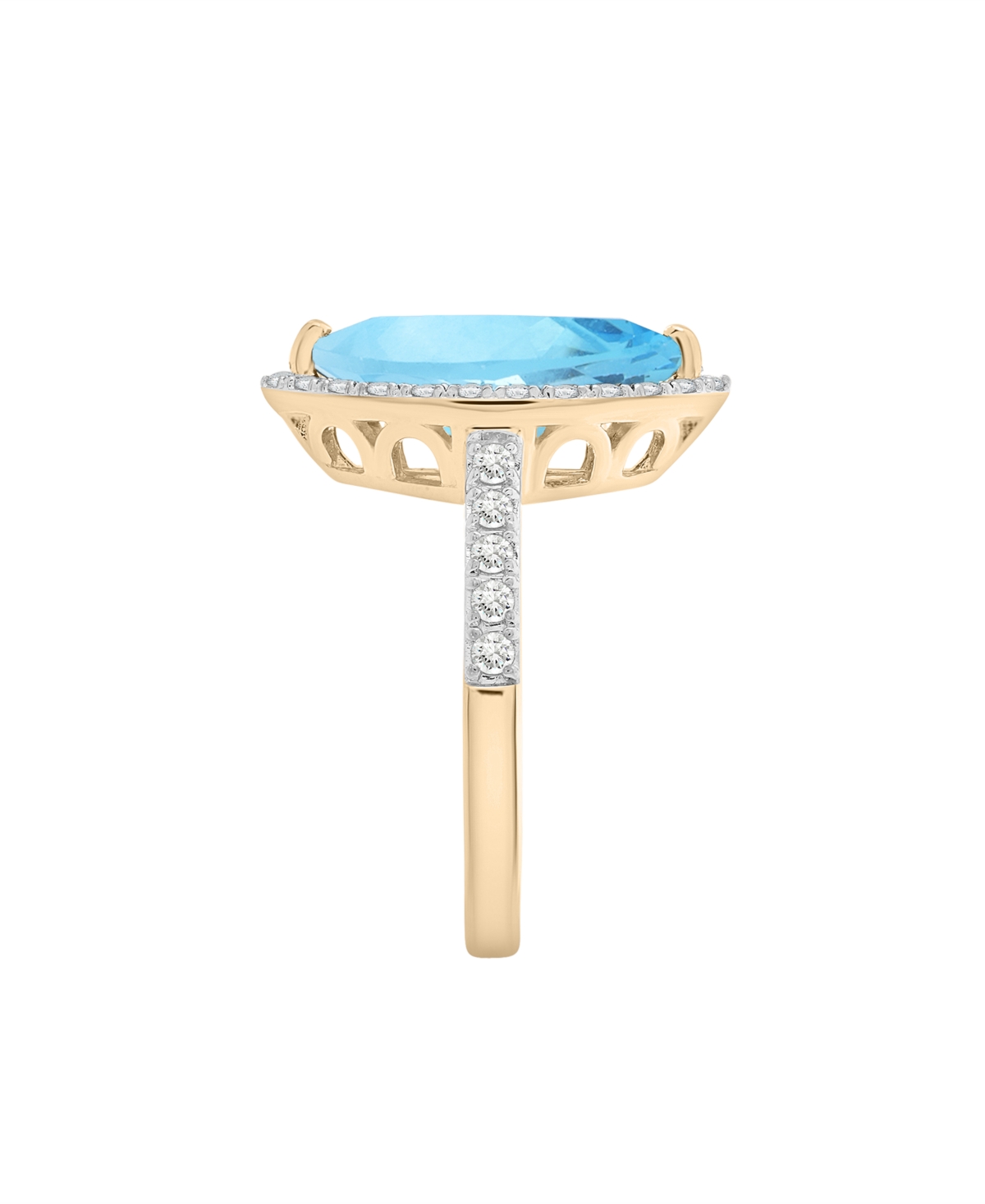 Macy's Blue Topaz (4 Ct. T.w) & Diamond (3/8 Ct. T.w) Marquise Ring In 14k Yellow Gold In Blue