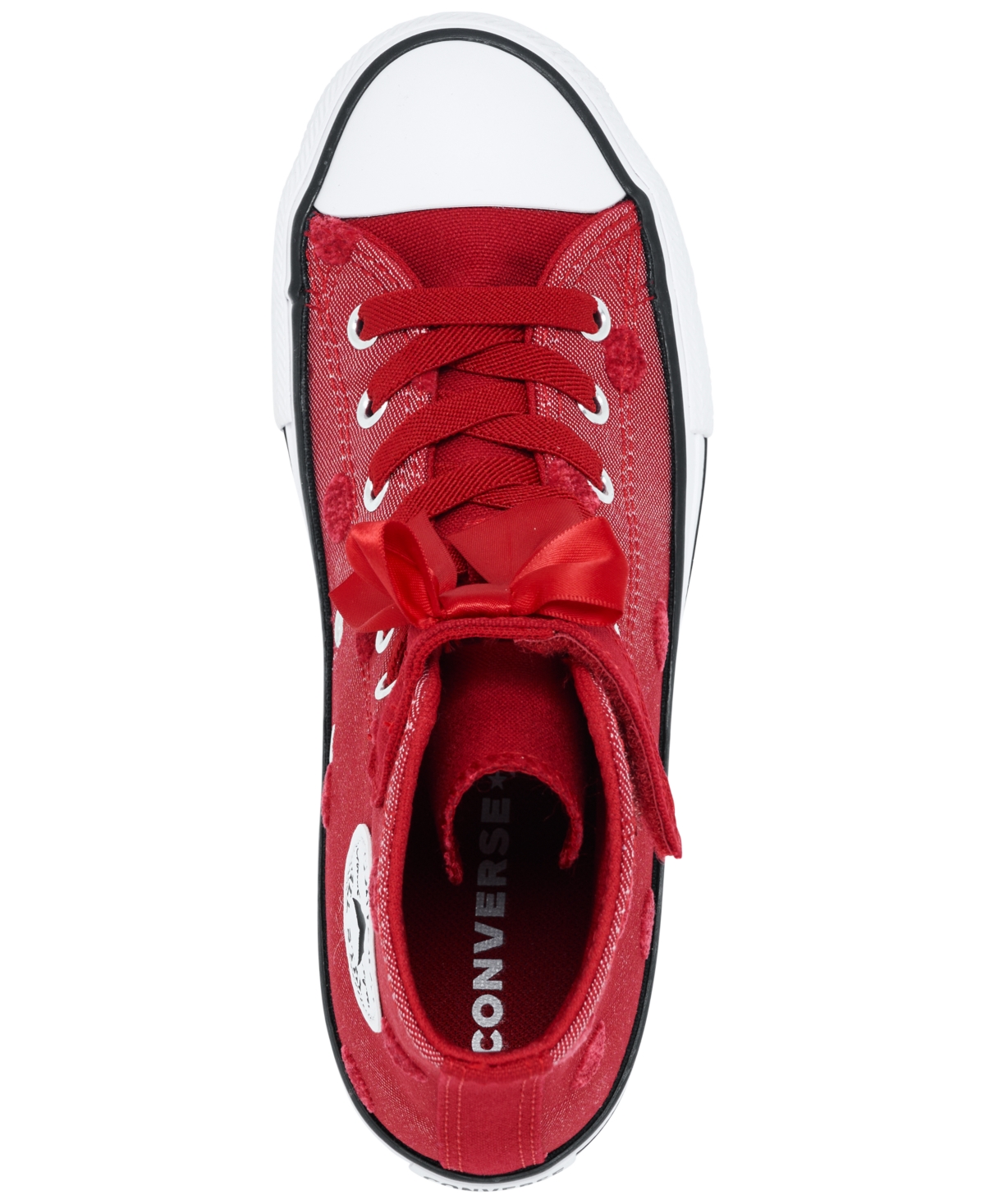 Converse Little Girls Chuck Taylor All Star Bows High Top Fastening Strap Casual Sneakers From Finish Line In Red