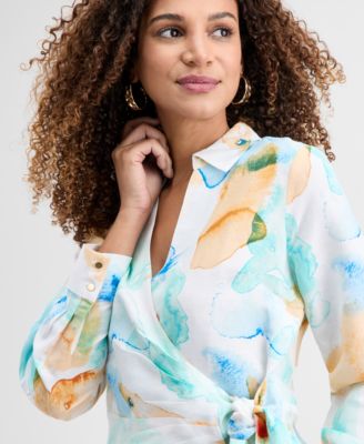 Women's Bailey Printed Surplice Wrap Top, Macy's Exclusive