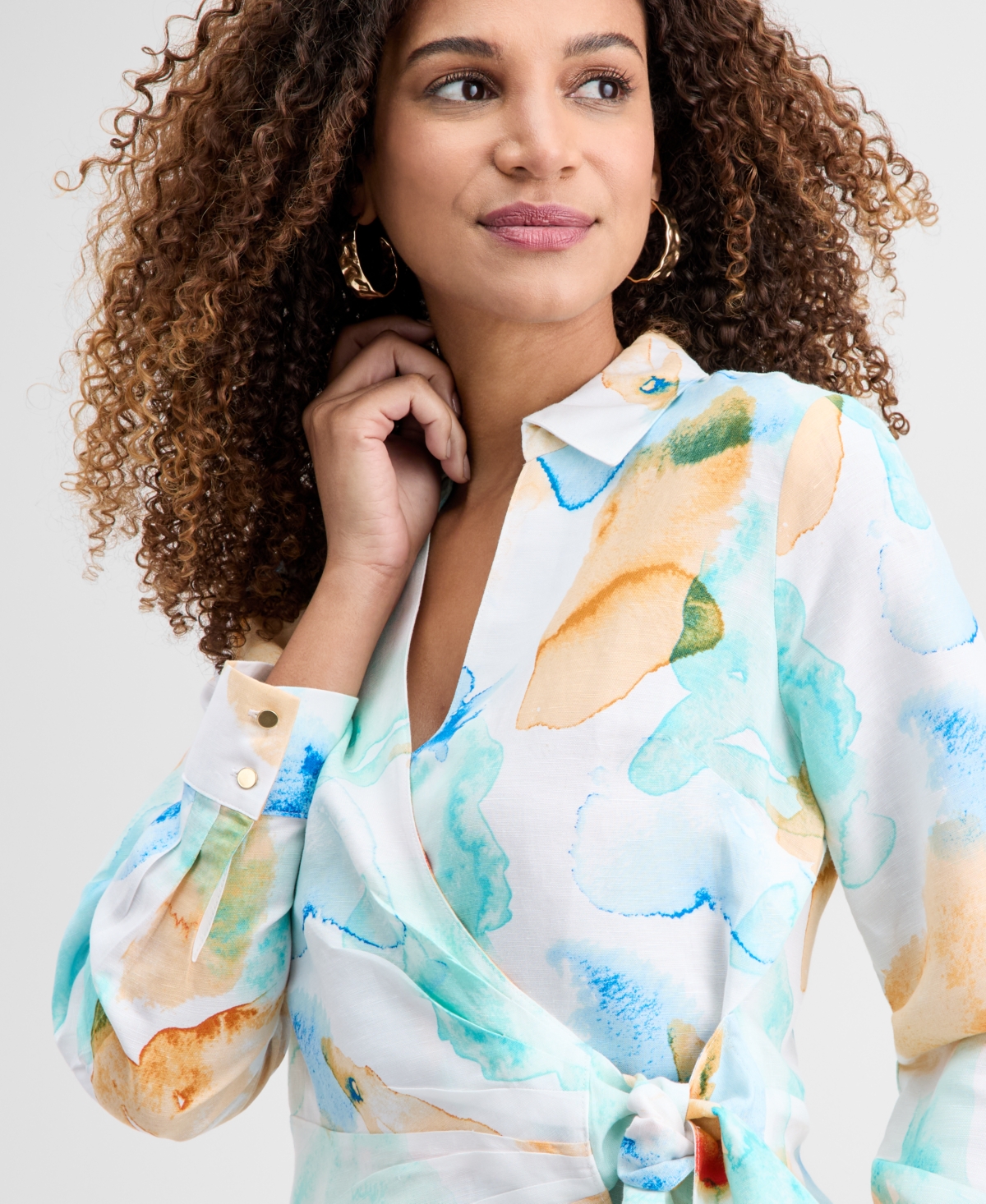 I.n.c. International Concepts Women's Bailey Printed Surplice Wrap Top, Macy's Exclusive