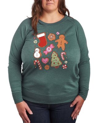 Plus Size Cute Christmas Cookies French Terry Long Sleeve T-Shirt