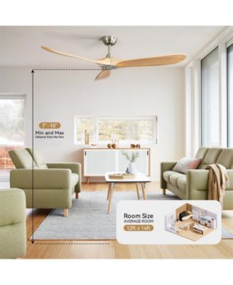 60-inch Modern Sand Nickel 3-Blade Intelligent Remote Control and Timing Function Ceiling Fan