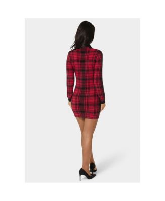 Women's Plaid Faux Cardi Dress