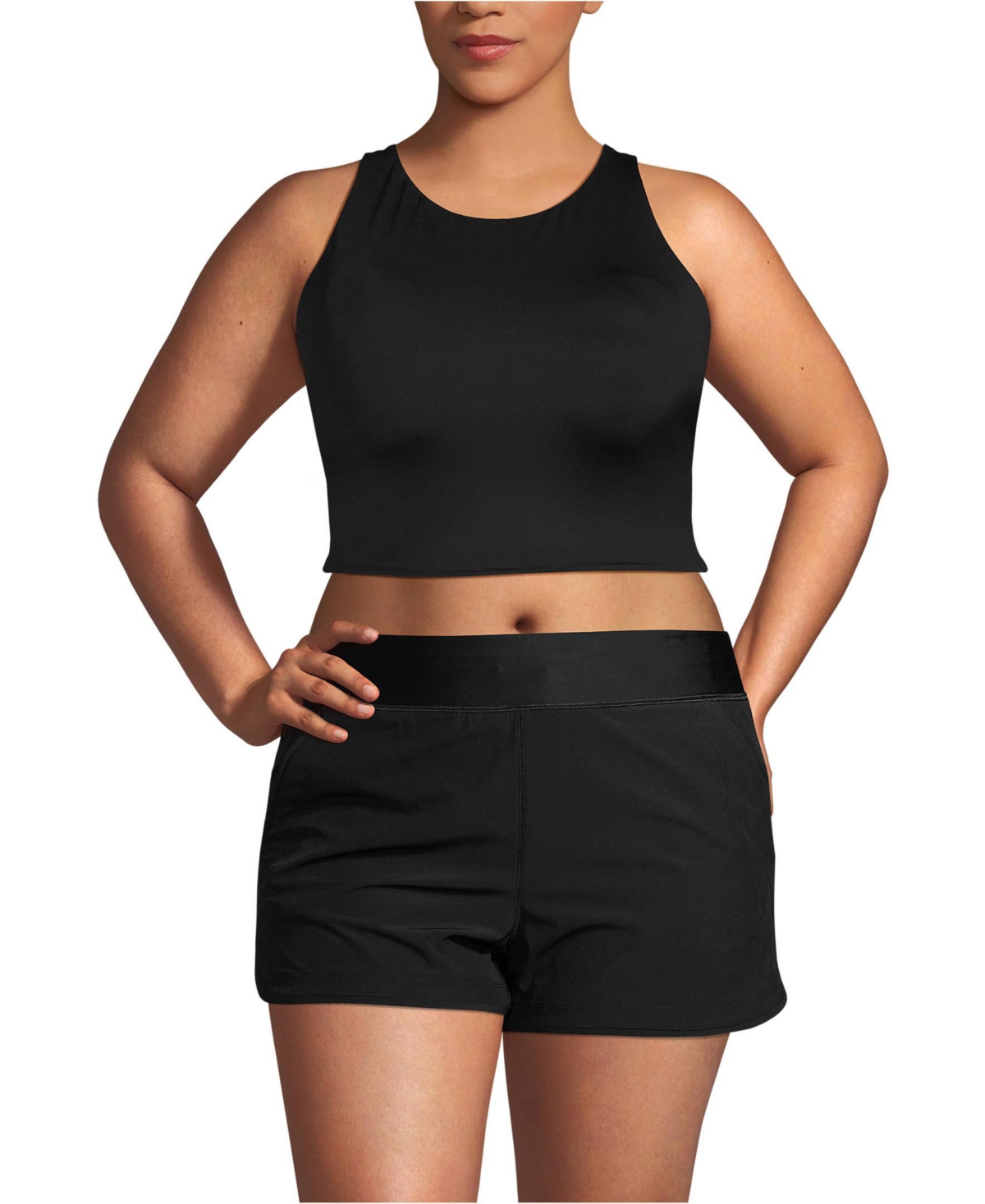 Lands' End Plus High Neck Racerback Midkini Top
