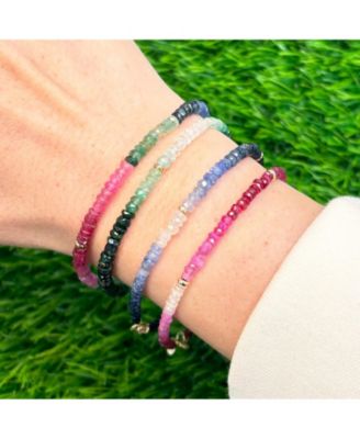 Blue Sapphire Ombre Bead Bracelet 14K Gold